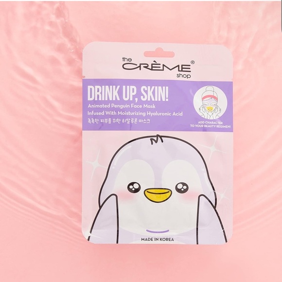 The Crème Shop – “Drink Up, Skin!” Animated Penguin Face Mask (Set of 3) – NIB - Picture 2 of 7